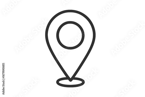 Map pin icon. Location symbol. GPS navigator pointer. Minimalistic linear pictogram for web design, apps, and UI UX design. Vector destination marker for travel and address.