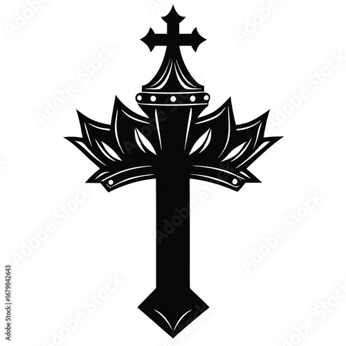 cross with crown vector illustration
