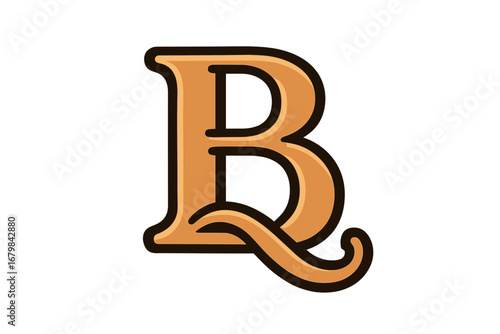 Letter B monogram logo design element. Vintage 3D capital alphabet initial for brand identity. Classic retro serif font B symbol. Elegant typography vector illustration icon.