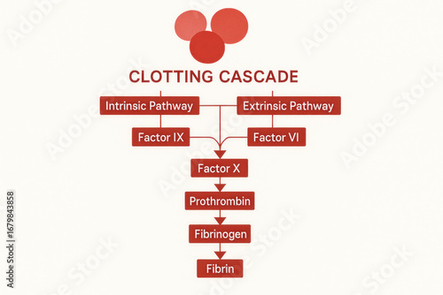 Clotting Cascade Diagram: Intrinsic & Extrinsic Pathways - Illustration