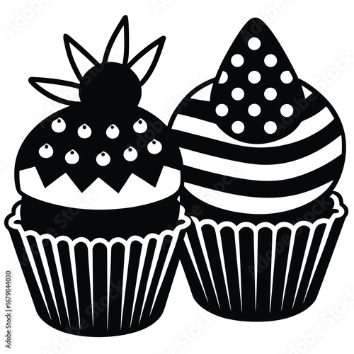 easter cupcakes vector illustration
