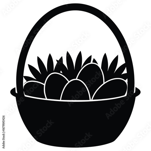 egg hunt basket silhouette vector illustration