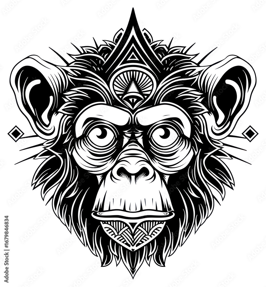 Obraz premium PNG Monkey drawing illustrated wildlife.