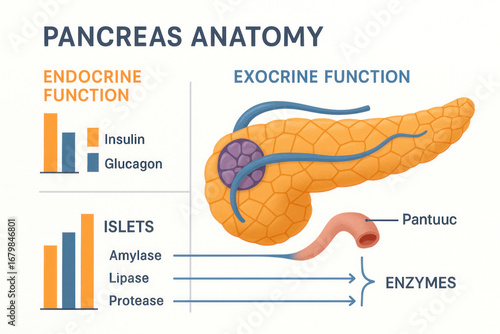 Pancreas Anatomy and Function Illustration, Endocrine and Exocrine Processes Explained [Illustration]