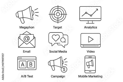 Marketing tools for effective campaign strategies and audience engagement in a digital landscape featuring analytics and social media