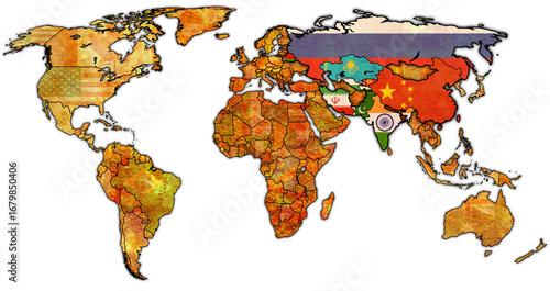 Shanghai Cooperation Organisation territory on world map