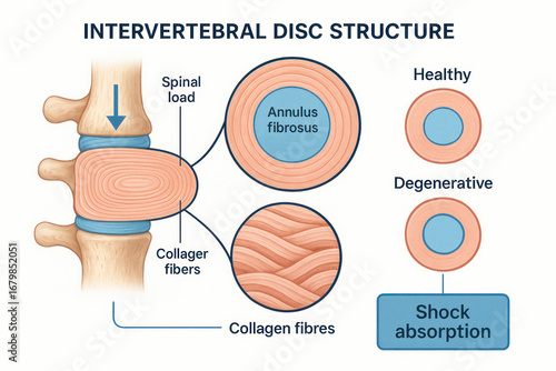 Intervertebral Disc Structure Illustration: Healthy vs Degenerative Discs, Spinal Load, Anatomy [Illustration]