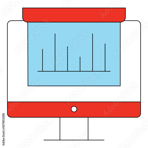 Smart Remote Working AI Online Presentation vector Icon