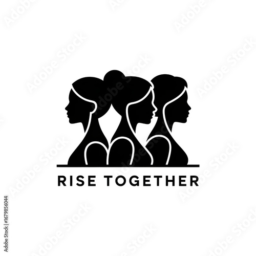 Group of women standing together in unity, Rise Together empowerment illustration