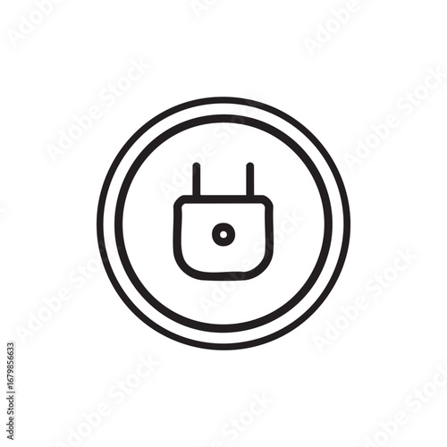 A simple icon of a wall plug in a circle.