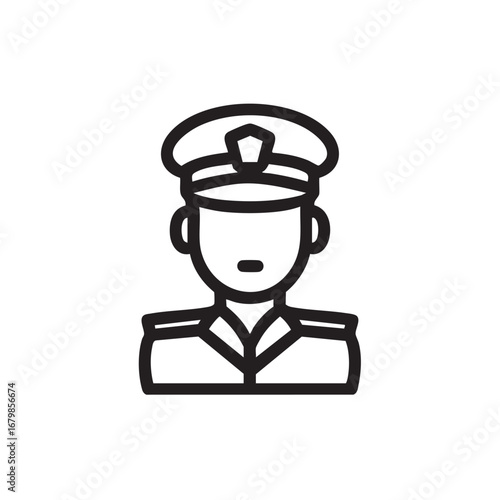 A line icon of a person in a formal uniform.