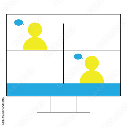 Artificial Intelligence Remote Working Video Conference Vector Icon