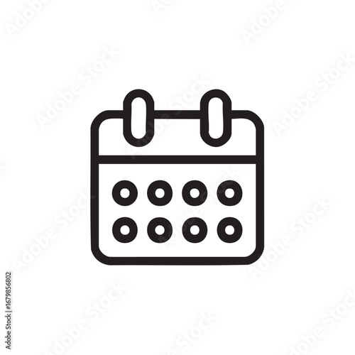  A line icon of a calendar showing a month's dates.