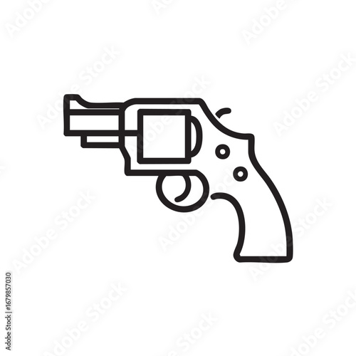 A simple drawing of a revolver.