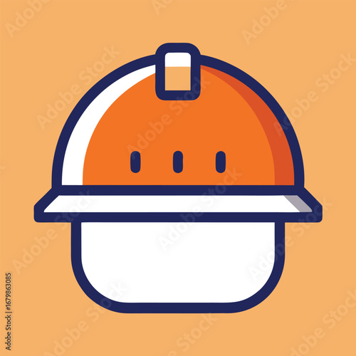 An icon of a hat featuring orange and white colors, symbolizing style or fashion