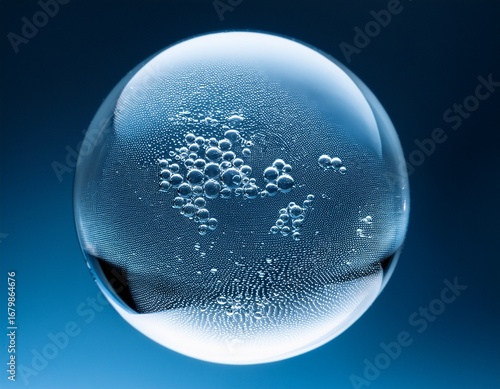 Wallpaper Mural a spherical bubble of clear water filled with small bubbles showcasing its reflective surface and fluid dynamics Torontodigital.ca
