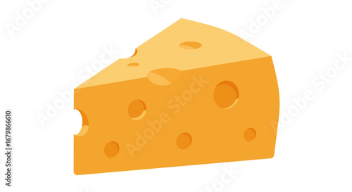 Triangular Cheese Wedge with Holes Illustration.