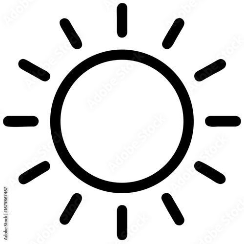 Stylized Sun Icon – Minimal Black and White Symbol for Ecology and Renewable Energy