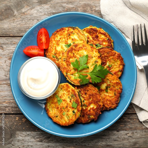 Zucchini fritters on a plate