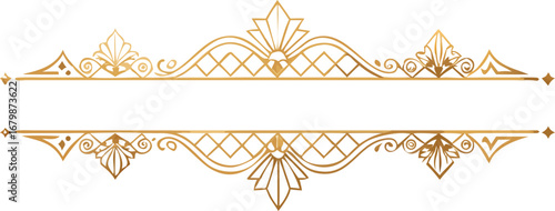 Gold decorative border vector design featuring intricate patterns and elegant curves on a white background.