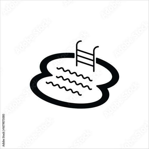 Swimming pool line icon. Swim vector illustration. Thin sign of water sport pictogram. Isolated on white background.