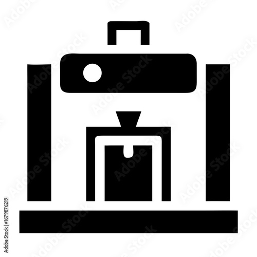 X-ray bag scanner icon set in minimalist style on transparent background