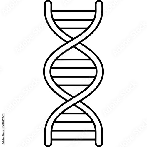 DNA double helix outline icon on transparent background  