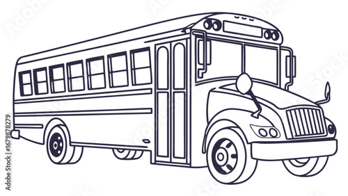 Illustration of a classic school bus with windows and doors