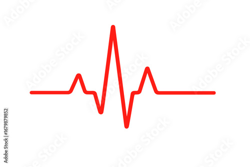 Red heartbeat line vector illustration. EKG or ECG cardiac pulse graph symbol. Medical and healthy concept. Isolated cardiogram rhythm wave for heart rate monitor display.