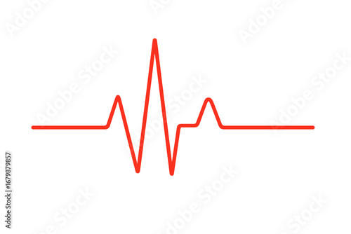 Heartbeat red line vector. EKG, ECG cardiogram graph. Pulse rate monitor wave. Medical and healthy concept. Isolated heart rhythm symbol. Cardiology life line illustration.