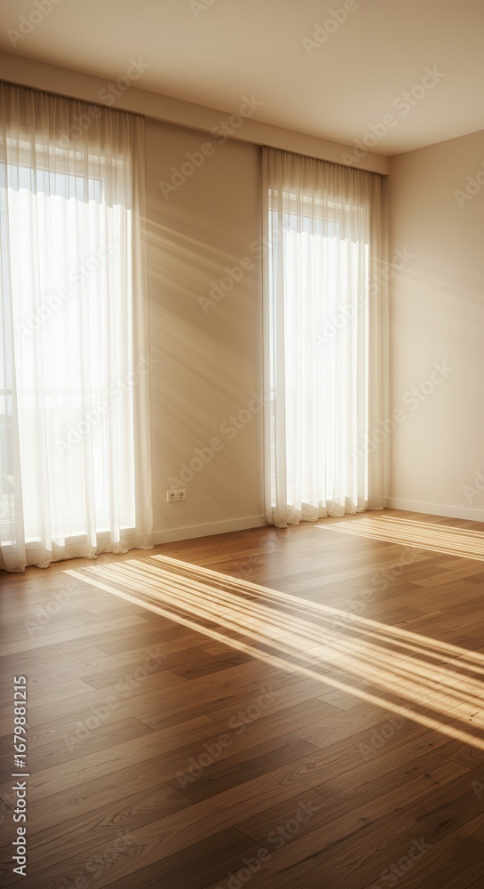 Obraz premium Sunlight streaming through window in empty room