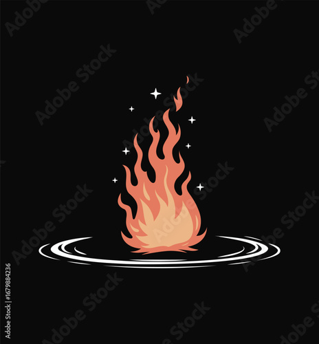 Magical Campfire with Sparks and Reflection