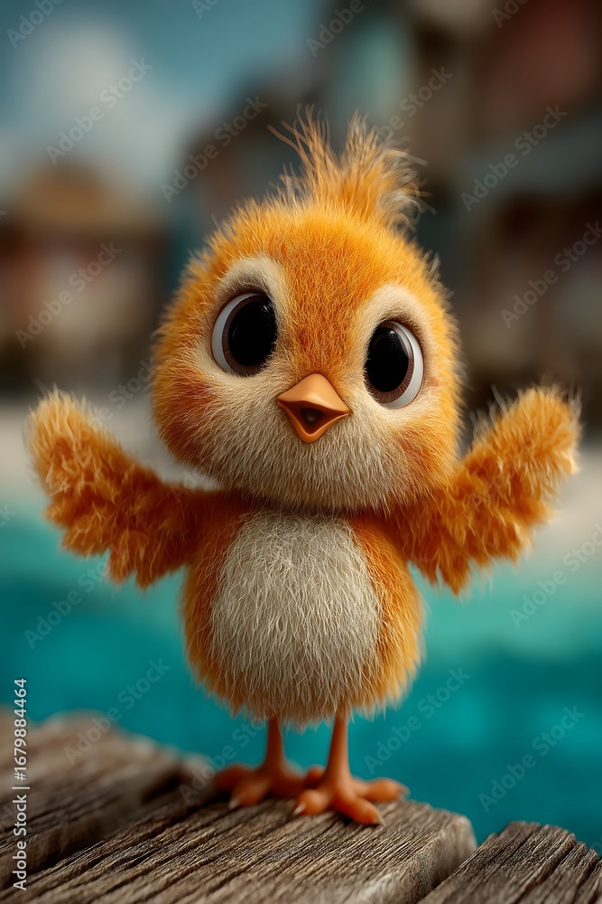 Fototapeta premium The Little Chick Who Found His Sea Legs