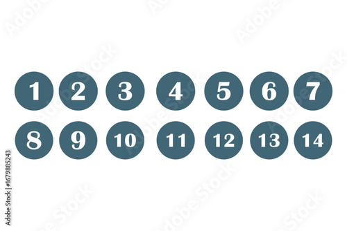 Simple round numbers symbol set. Numbers icon set on white background. 01 to 10 number set icon with circle.