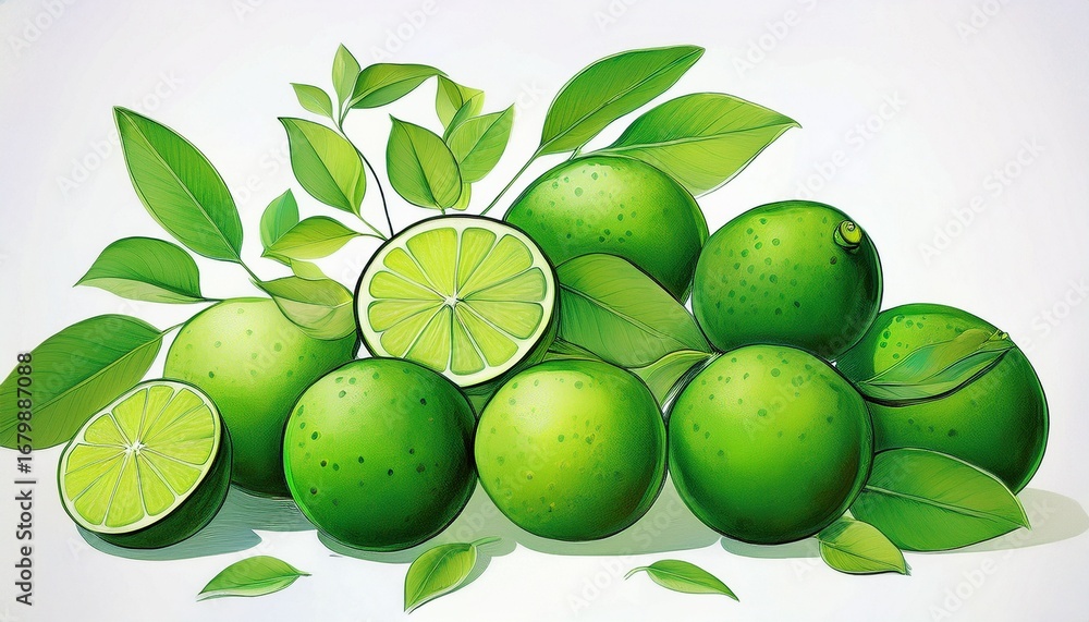 Obraz premium green lime white background