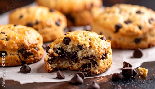 Close-up of chocolate chip scones