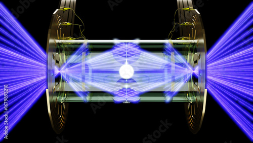 Foto 3d render of a laser irradiated inertial confinement fusion occurring in a hahlraum