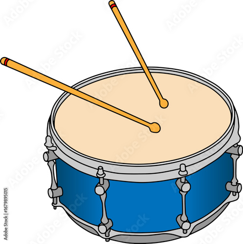 blue drum vector illustration isolated on white background
