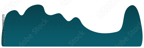 Mountains, hills, wavy shape, isolated on transparent background. Hand drawn flat vector illustration. Traditional Chinese, Korean, Japanese landscape design element, clip art