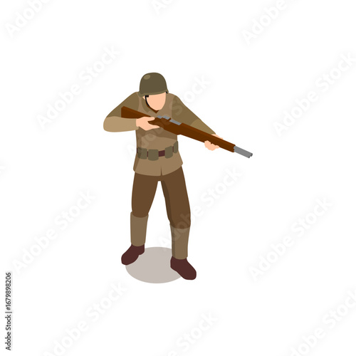 Isometric Soldier in Combat Gear A Portrait of Bravery and Determination