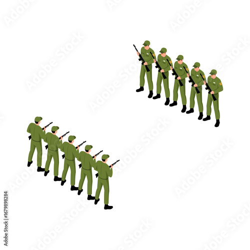 Military Honor Guard Formation Isometric Illustration