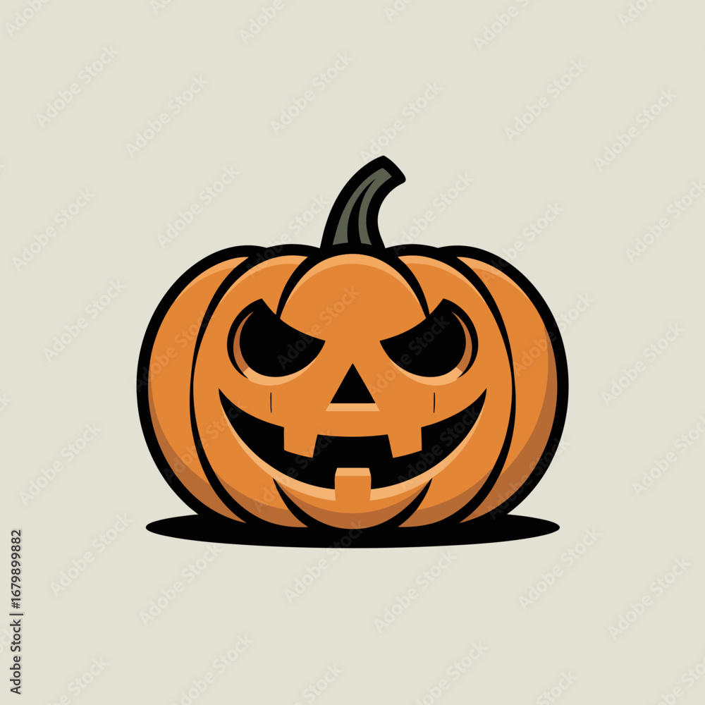 Fototapeta premium Spooky halloween jack o lantern pumpkin with a grinning face