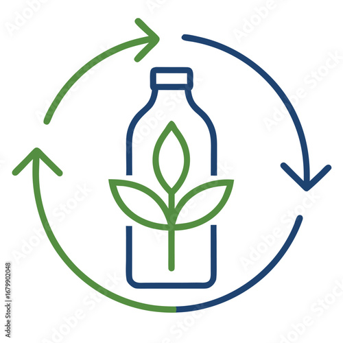 Recycling Bottle Leaf Loop Vector Icon