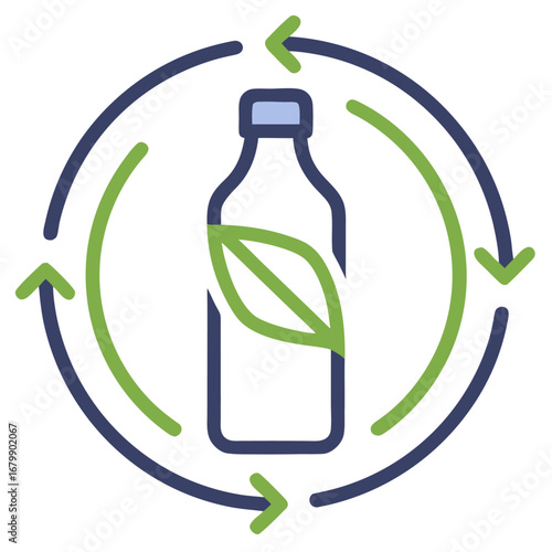 Recycling Bottle Leaf Loop Vector Icon