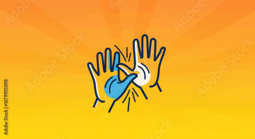 Illustration of two hands giving a high five celebrating success and teamwork.