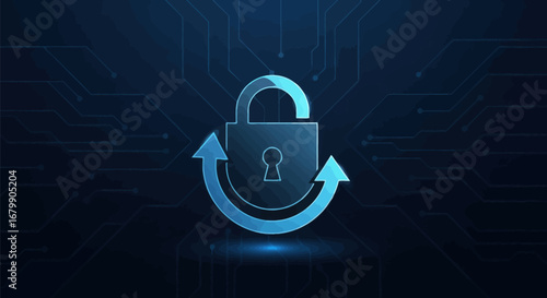Data Security and Protection: Padlock with Circular Arrows.