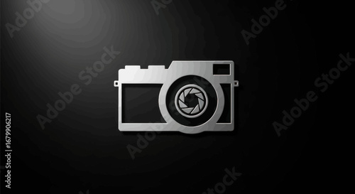 Silver camera illustration on dark background a symbol of modern photography and technology.