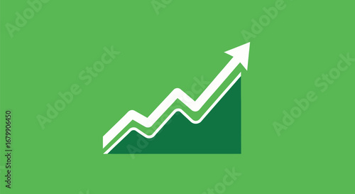 Green and White Upward Trend Arrow Chart.