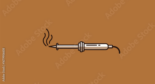 Closeup of a Hot Soldering Iron Emitting Smoke.