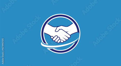 Handshake in a circle symbolizing agreement and partnership.